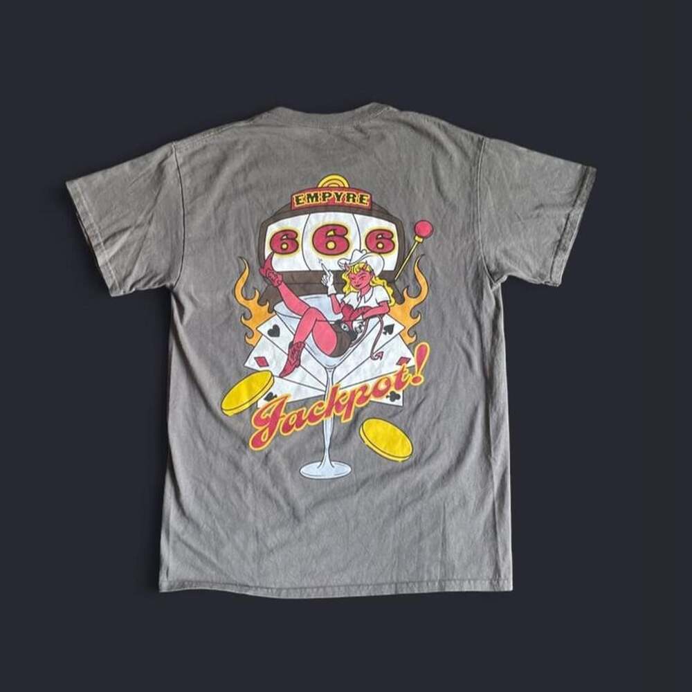 Satanic Streetwear Shirt Mens Medium Retro Casino Slots Grey Skater